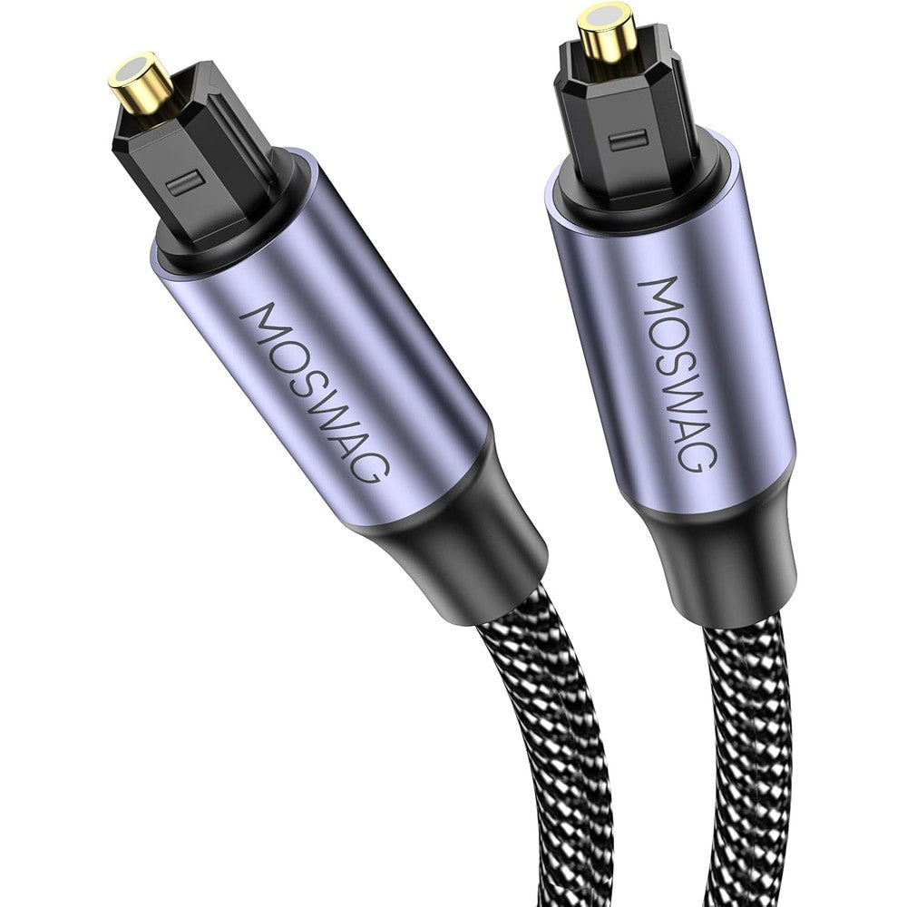 Moswag Toslink audio cable front view with gold plated connectors