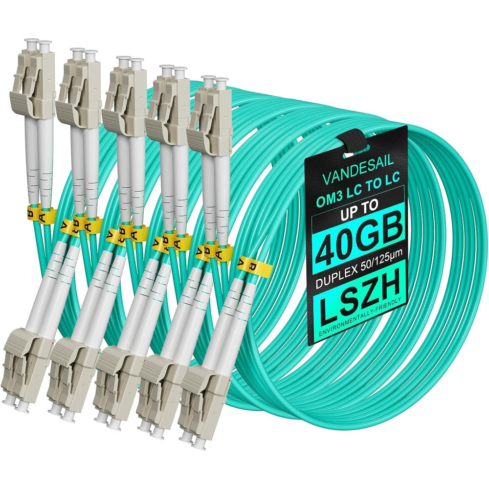 Vandesail LC to LC Multimode OM3 Fiber Patch Cable 5 Pack
