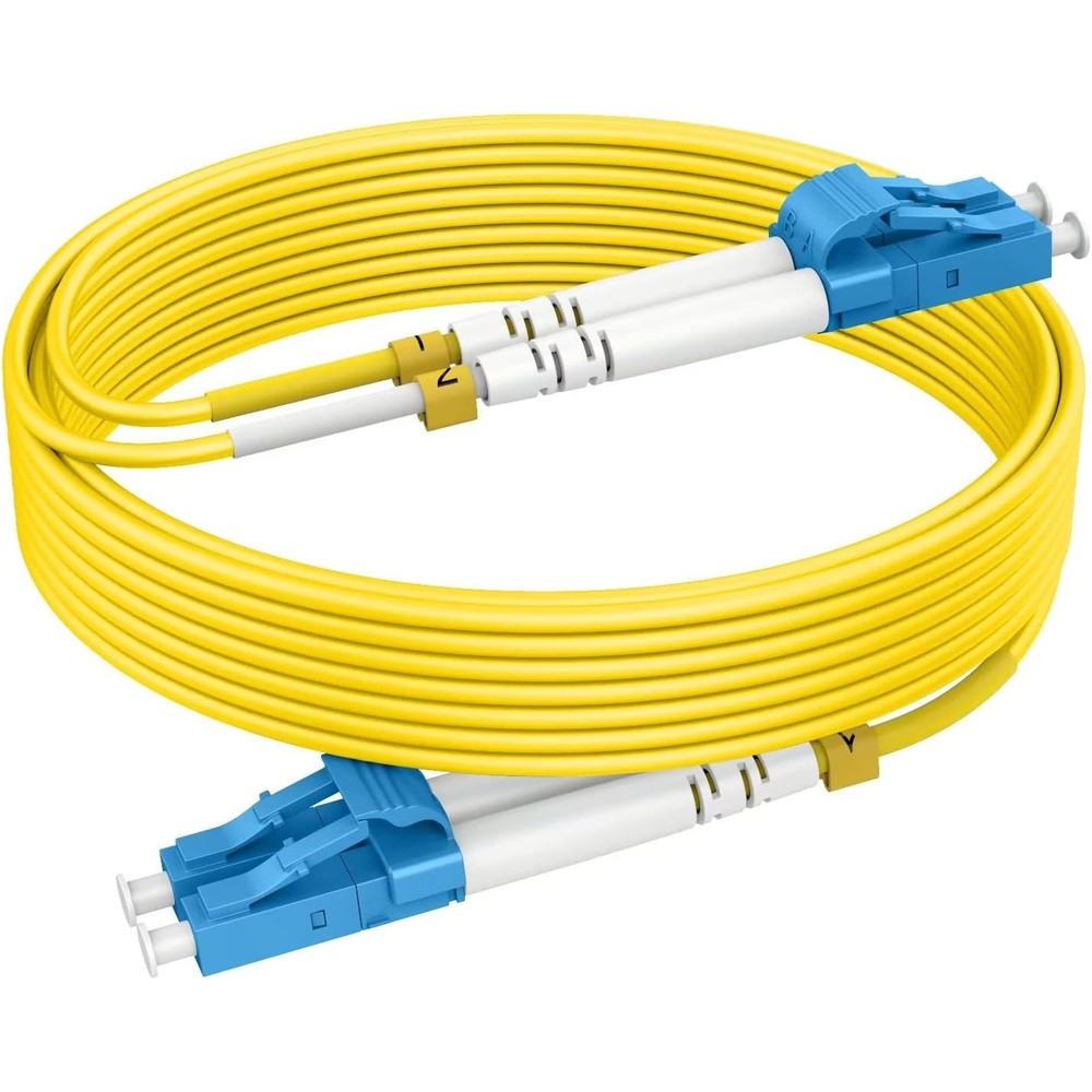 RamboCables OS2 LC to LC single mode fiber patch cable front view