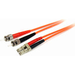 StarTech 2 meter multimode duplex fiber optic cable with LC to ST connectors.