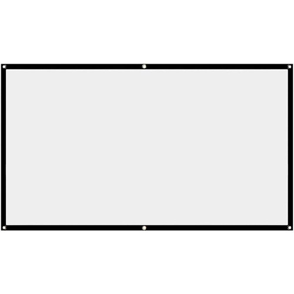 StepOK white projector screen front view displaying a sharp movie projection in a home theater setting.