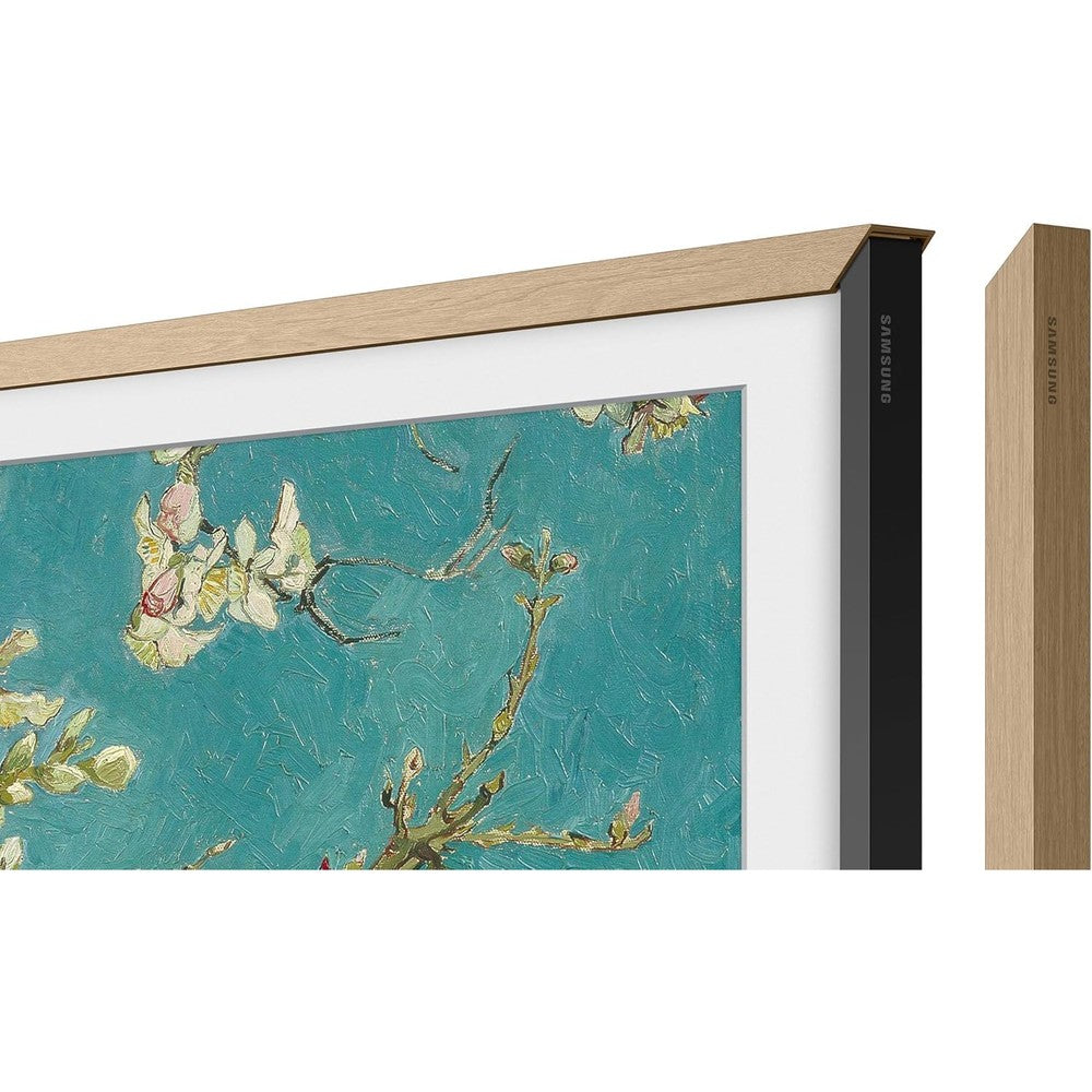 Samsung 43 Inch Class The Frame LS03F Smart TV front view displaying a digital artwork with the magnetic Teak bezel attached.