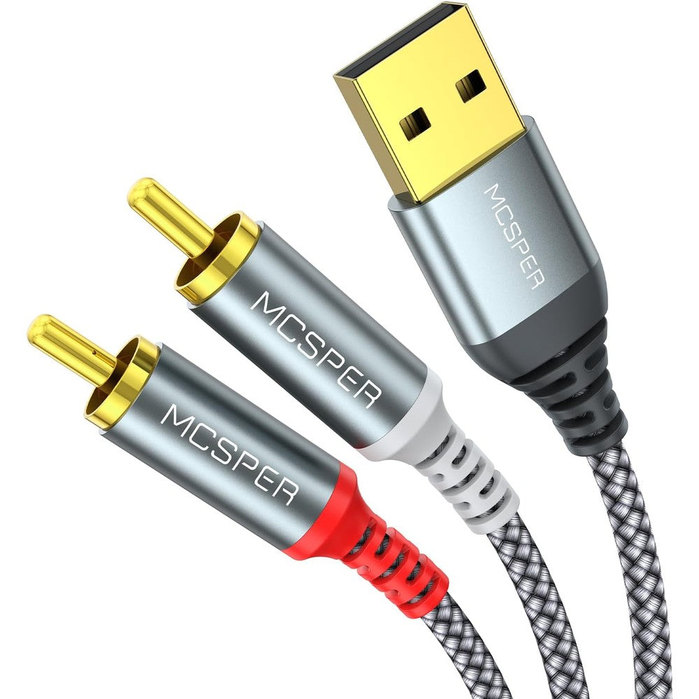 Mcsper USB 2.0 to RCA stereo audio cable front view