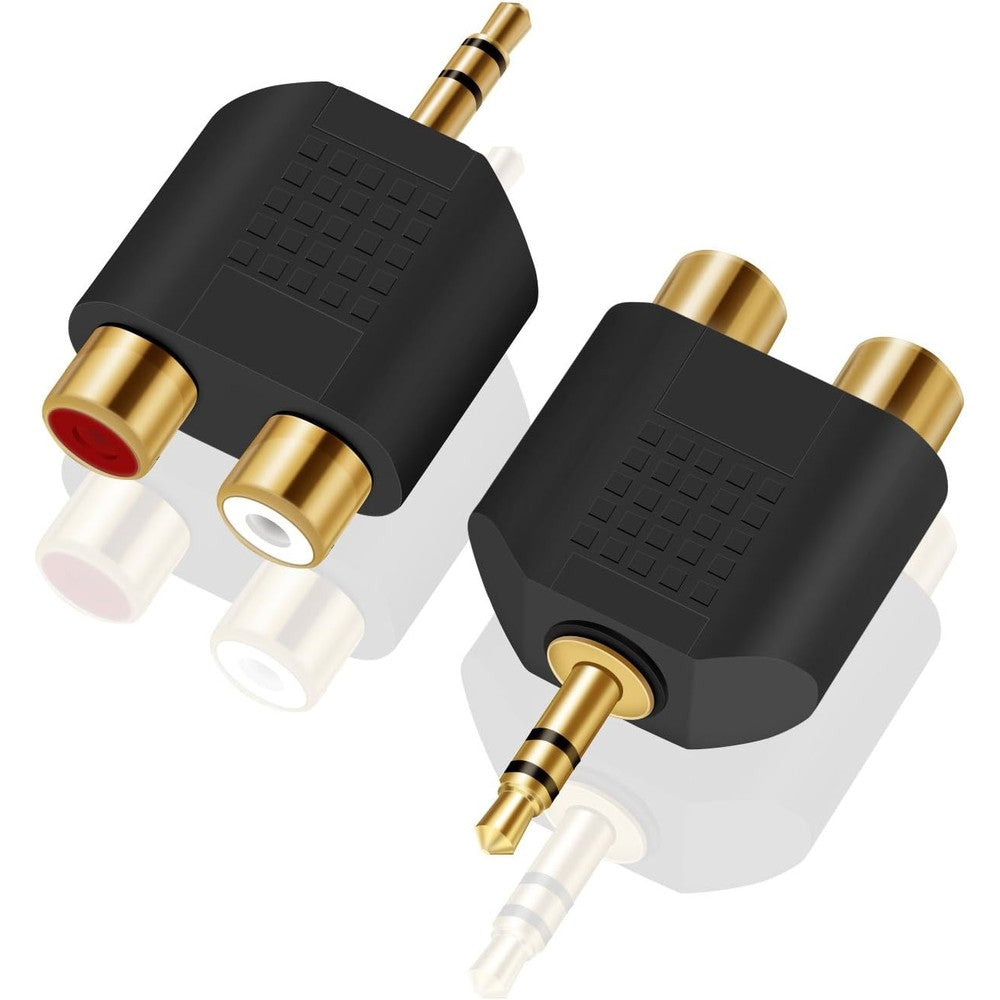 ANDTOBO 3.5mm TRS to Dual RCA Female audio splitter adapter front view