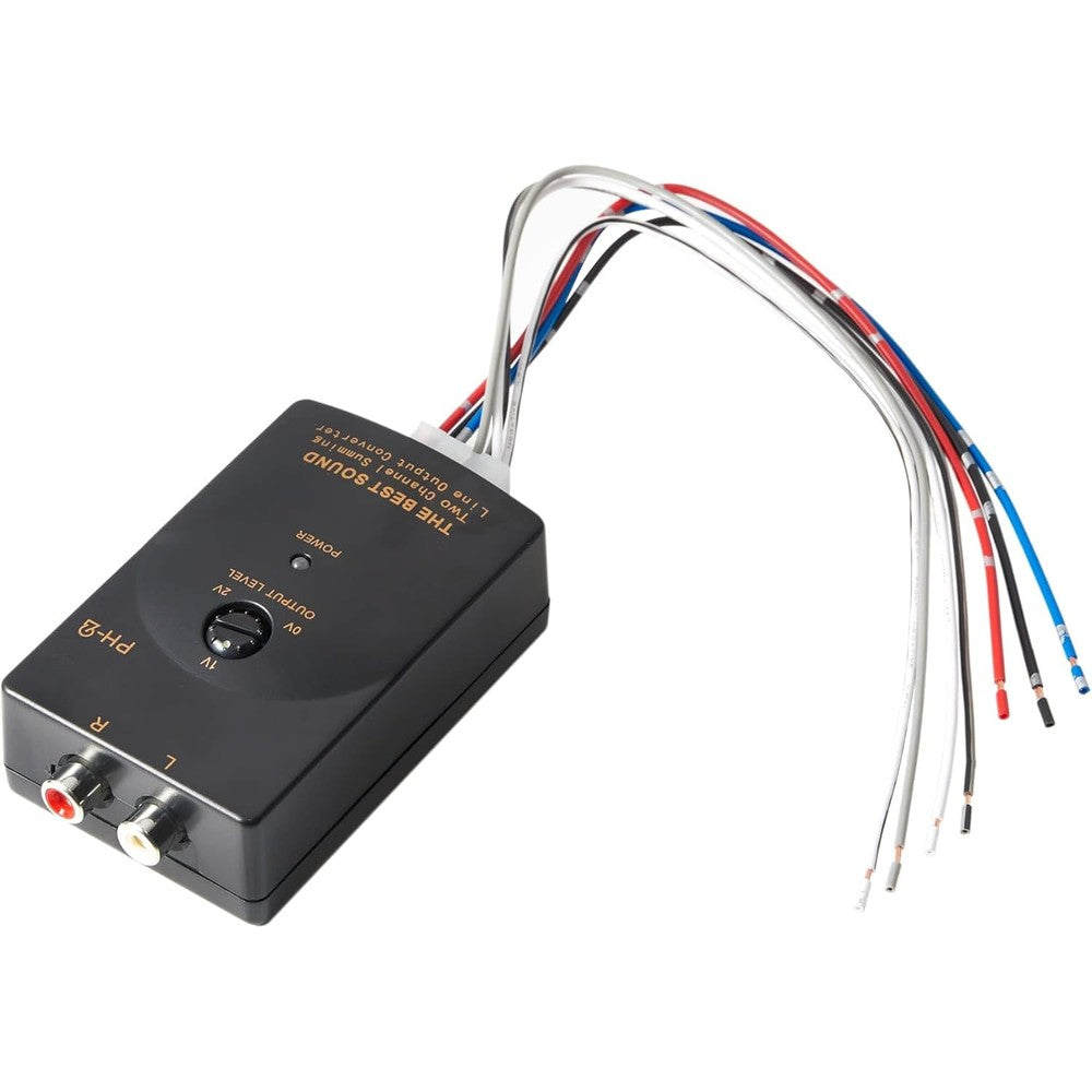NuIth car audio speaker wire to RCA line output converter front view
