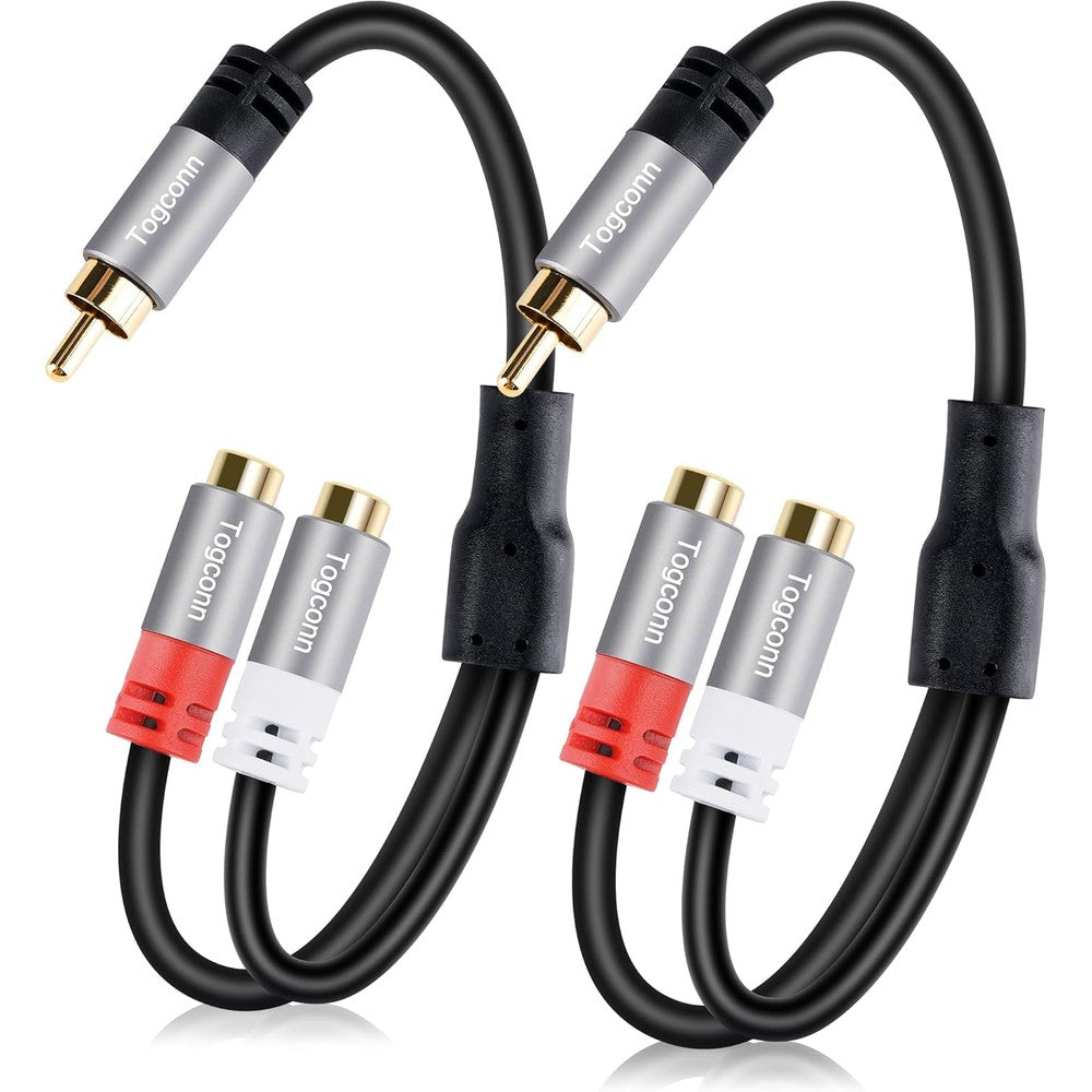 Togconn RCA Y-adapter splitter cable 2-pack front view