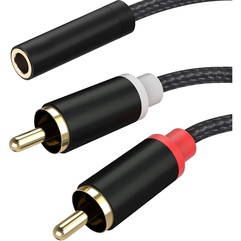 Froggen 3.5mm female to 2 RCA male audio adapter front view
