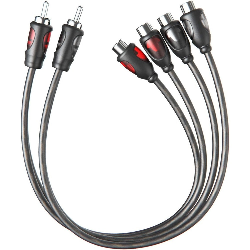 Rockrix 1ft RCA 1 Male to 2 Female Y adapter cable front view