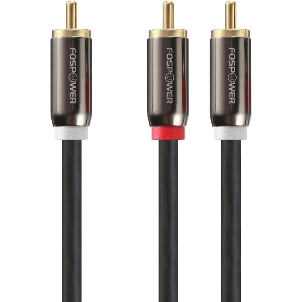 FosPower RCA Y-adapter 6 feet front view showing the male to male digital stereo audio connectors.