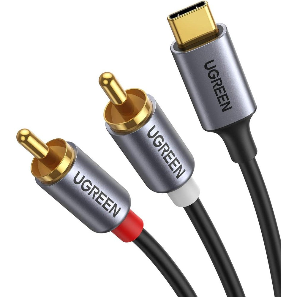 Ugreen USB C to 2RCA audio cable front view showing connectors