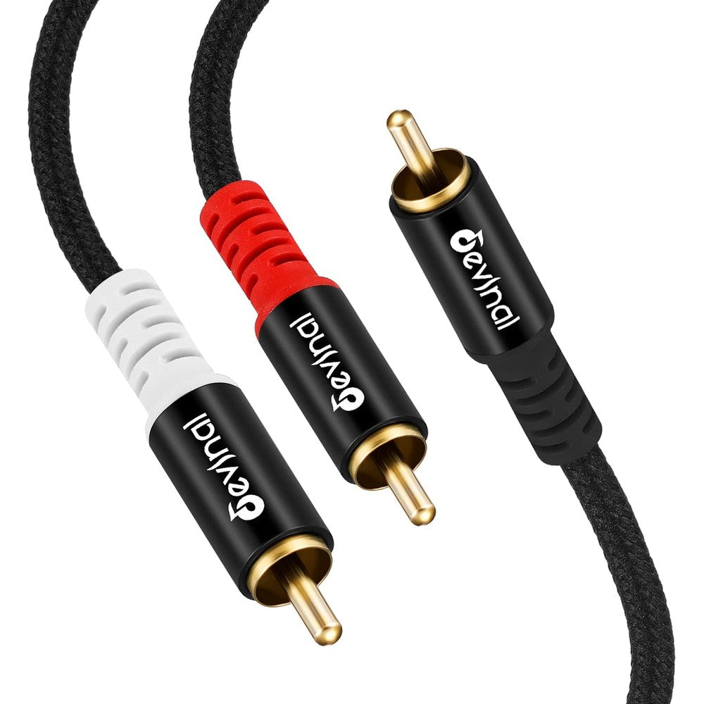 Devinal RCA Y Splitter Cable 1 Male to 2 Male adapter front view