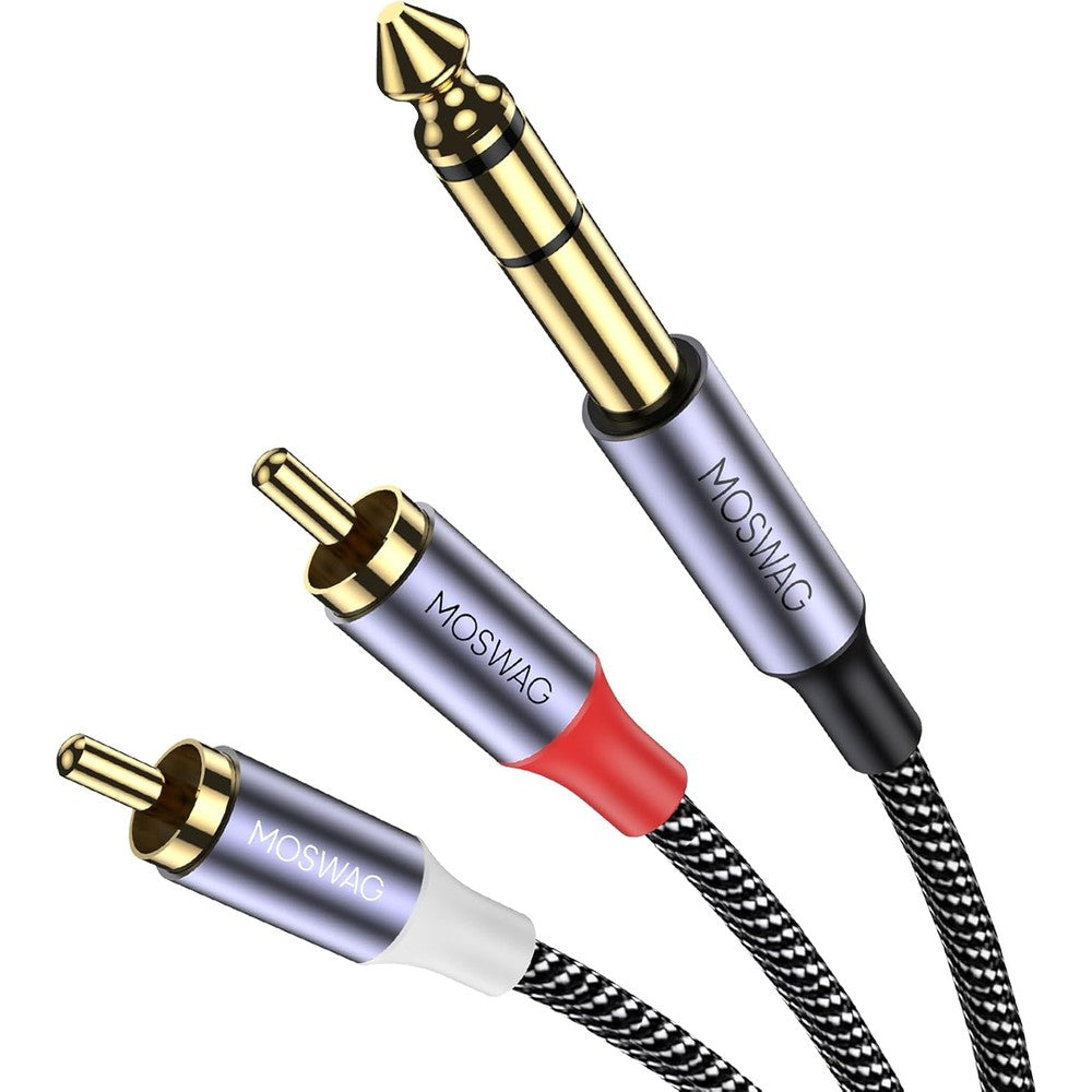 Moswag 1/4 inch to RCA audio cable front view
