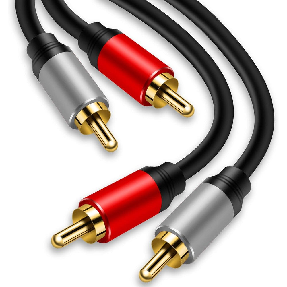 Tan QY 2RCA to 2RCA male to male audio cable front view