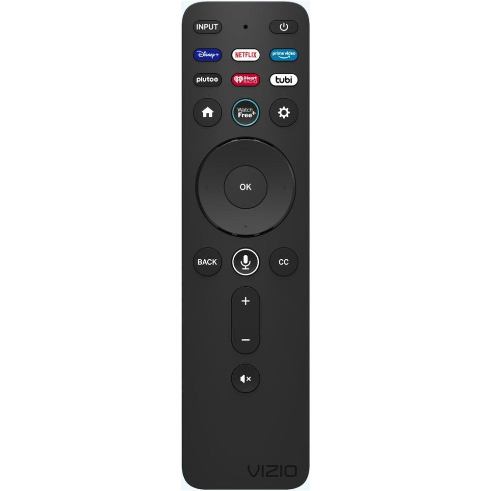 VIZIO Voice Remote XRT260 front view showcasing clean layout and dedicated streaming app shortcut buttons for home entertainment setup