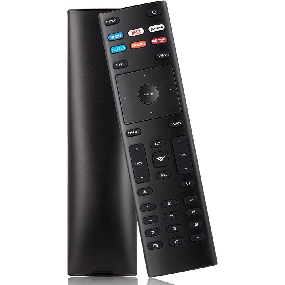 WINFLIKE universal replacement remote control for VIZIO smart television front view showing dedicated streaming buttons.