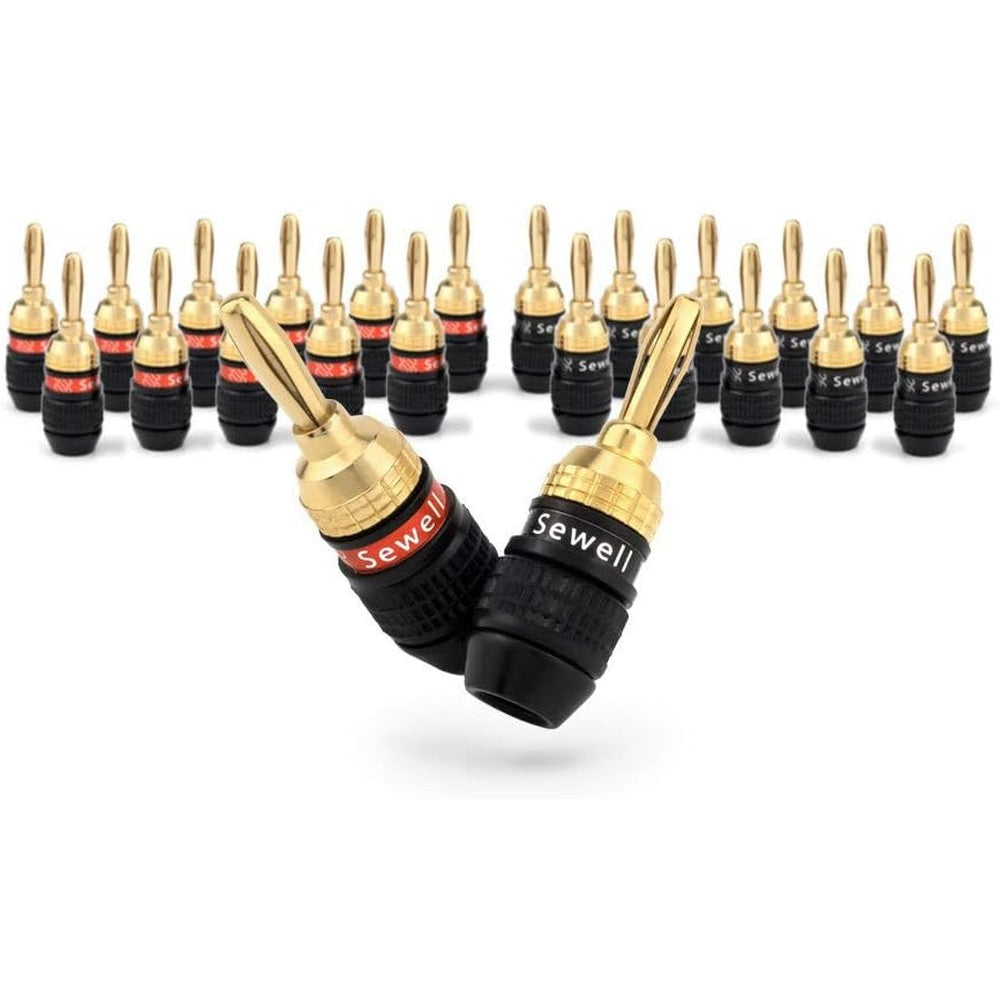 Sewell Deadbolt Banana Plugs With Fast Lock Technology 12 Pair Set For Speaker Wire Connection
