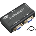 CKLau 2 port VGA splitter amplifier box front view showing durable metal housing and input port
