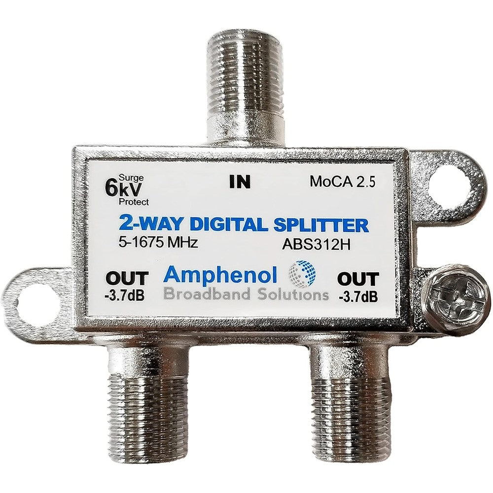 Amphenol Two Way Digital Coaxial Splitter front view showing input and output ports