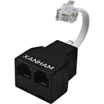 XANHAM 2 way telephone line splitter front view showing the dual RJ11 ports