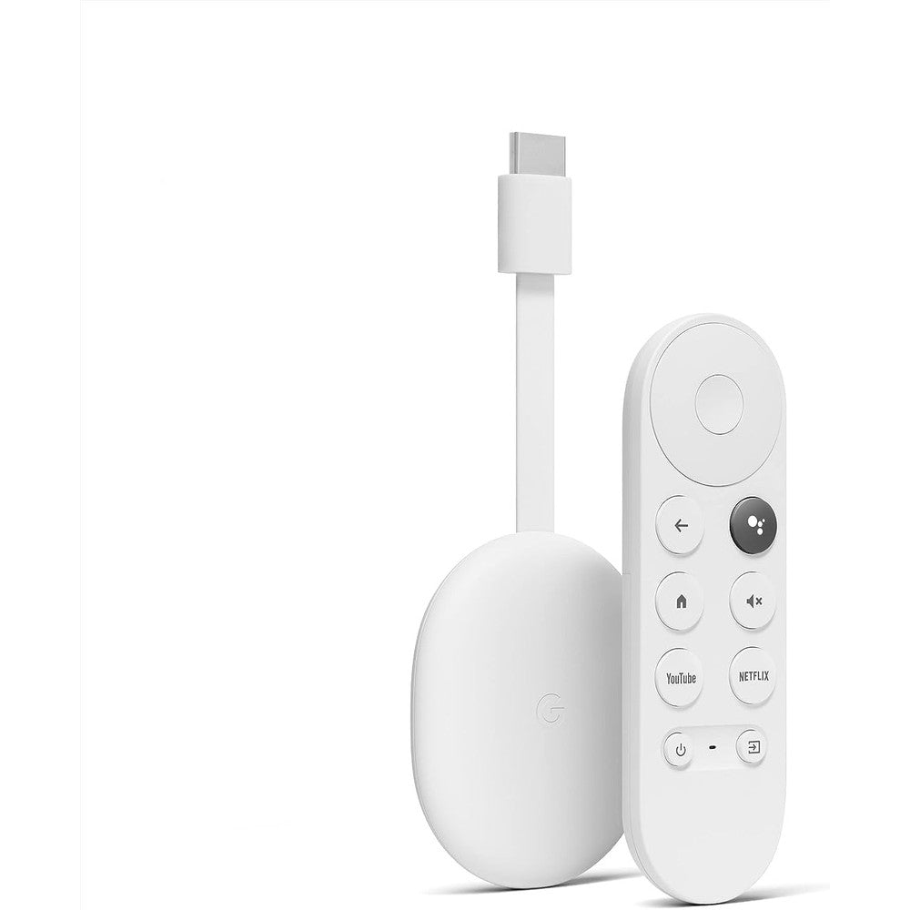 Google Chromecast with Google TV HD front view in Snow