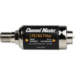 Channel Master LTE 5G signal filter front view showing premium coaxial connections for television antennas.