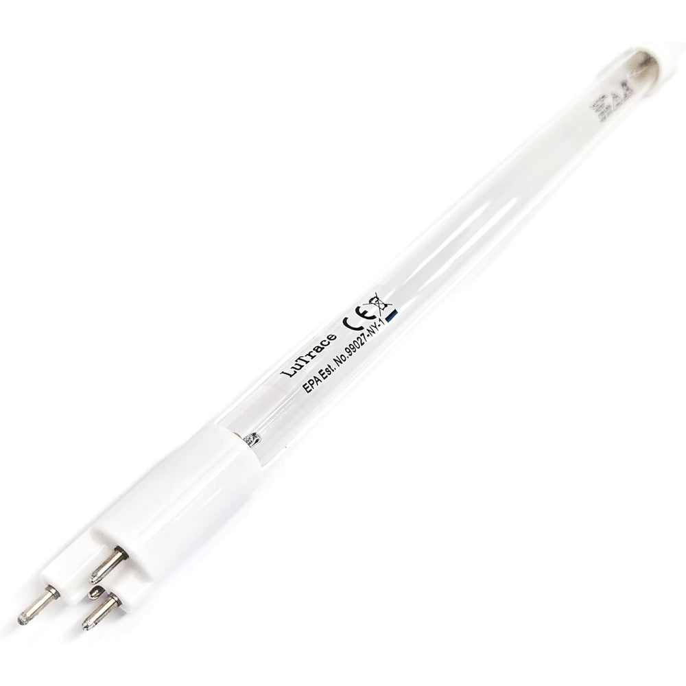 Lutrace S200RL-HO replacement ultraviolet germicidal lamp front view showing the single ended four pin base configuration.