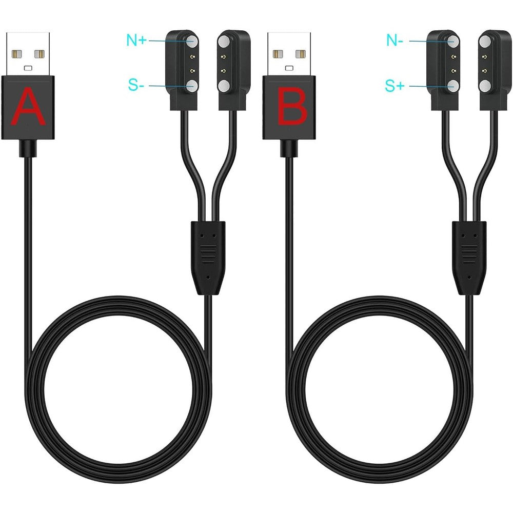 Xininyia smart glasses charger pack showing two magnetic replacement cables front view