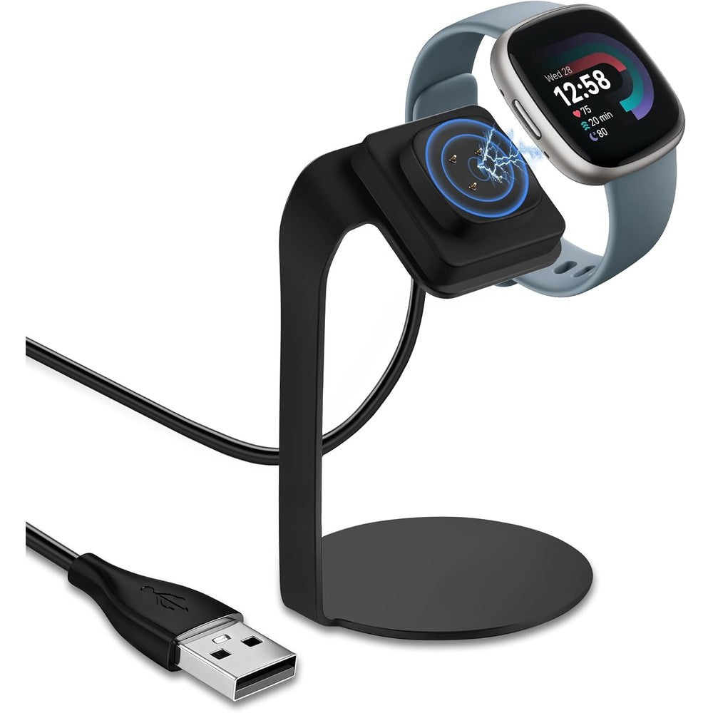 Gltire magnetic charging stand front view displaying the thirty degree angled dock for smartwatches.