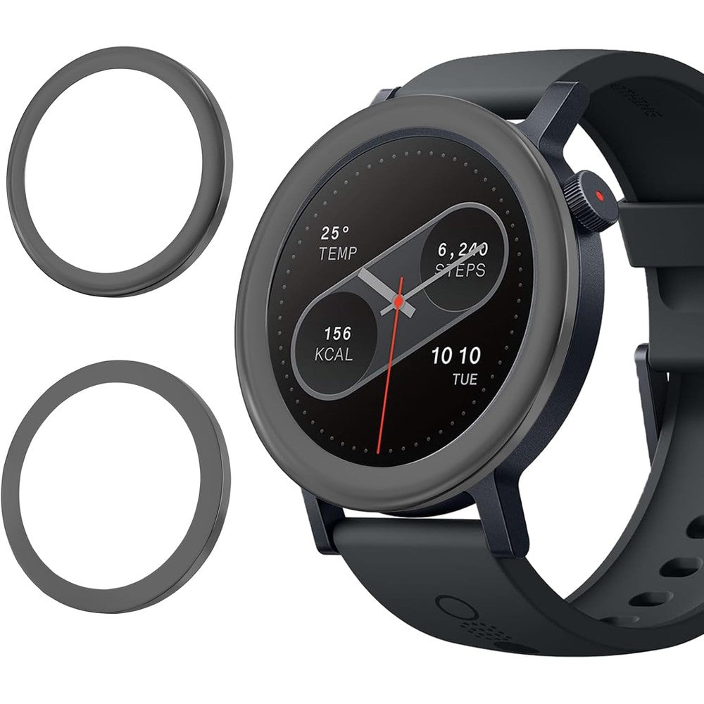 POZCIS 2 pack bezel ring dark grey smartwatch protector front view