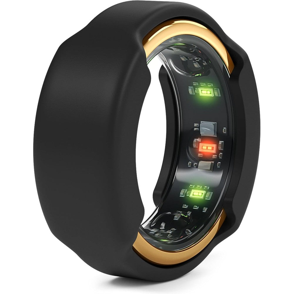 Rinfit Smart Ring Protector front view showing sleek black silicone cover on a smart device.