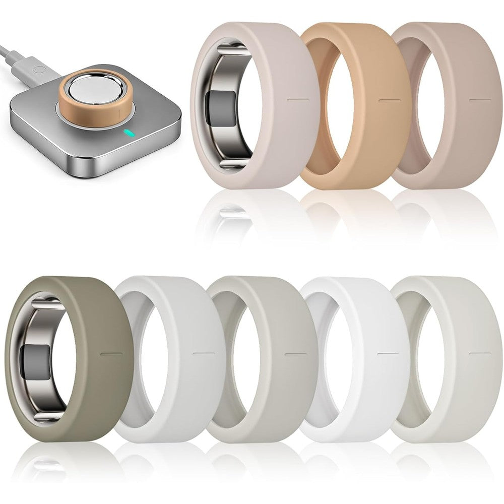 Sylacor ultra thin silicone smart ring covers front view pack of eight