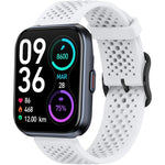 Lamshaw sport smartwatch band front view white breathable silicone strap