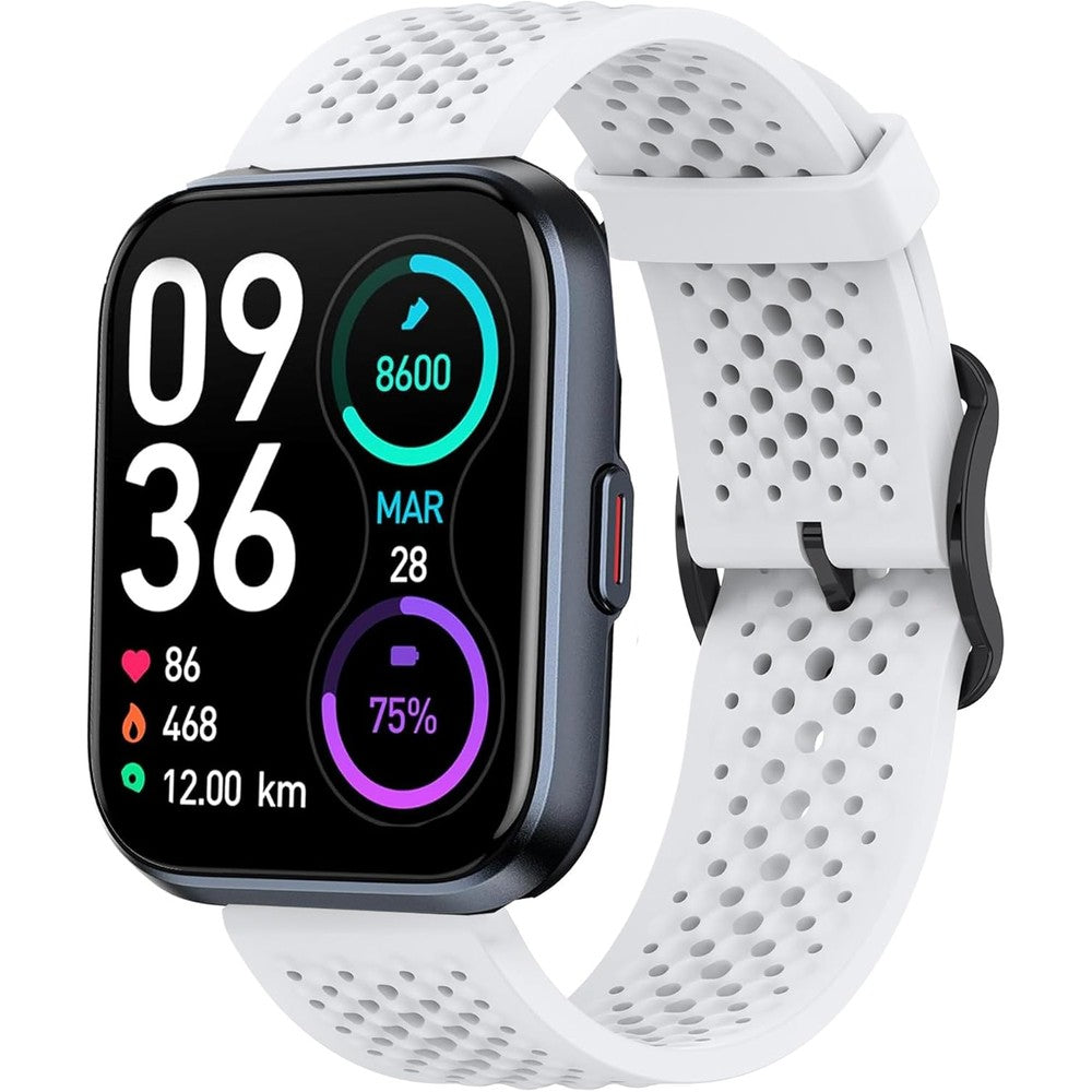 Lamshaw sport smartwatch band front view white breathable silicone strap