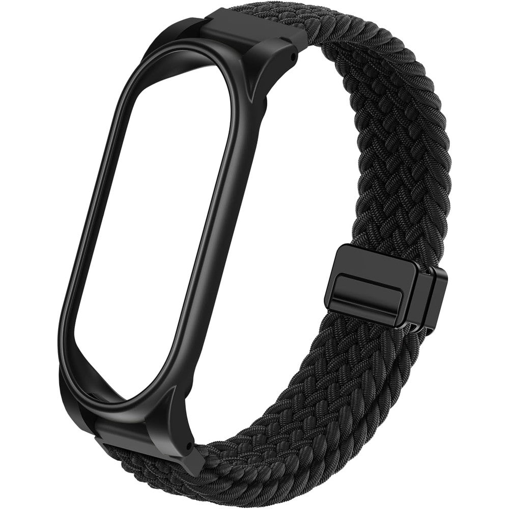 Vigamen adjustable braided wristband front view showing the sleek black texture.