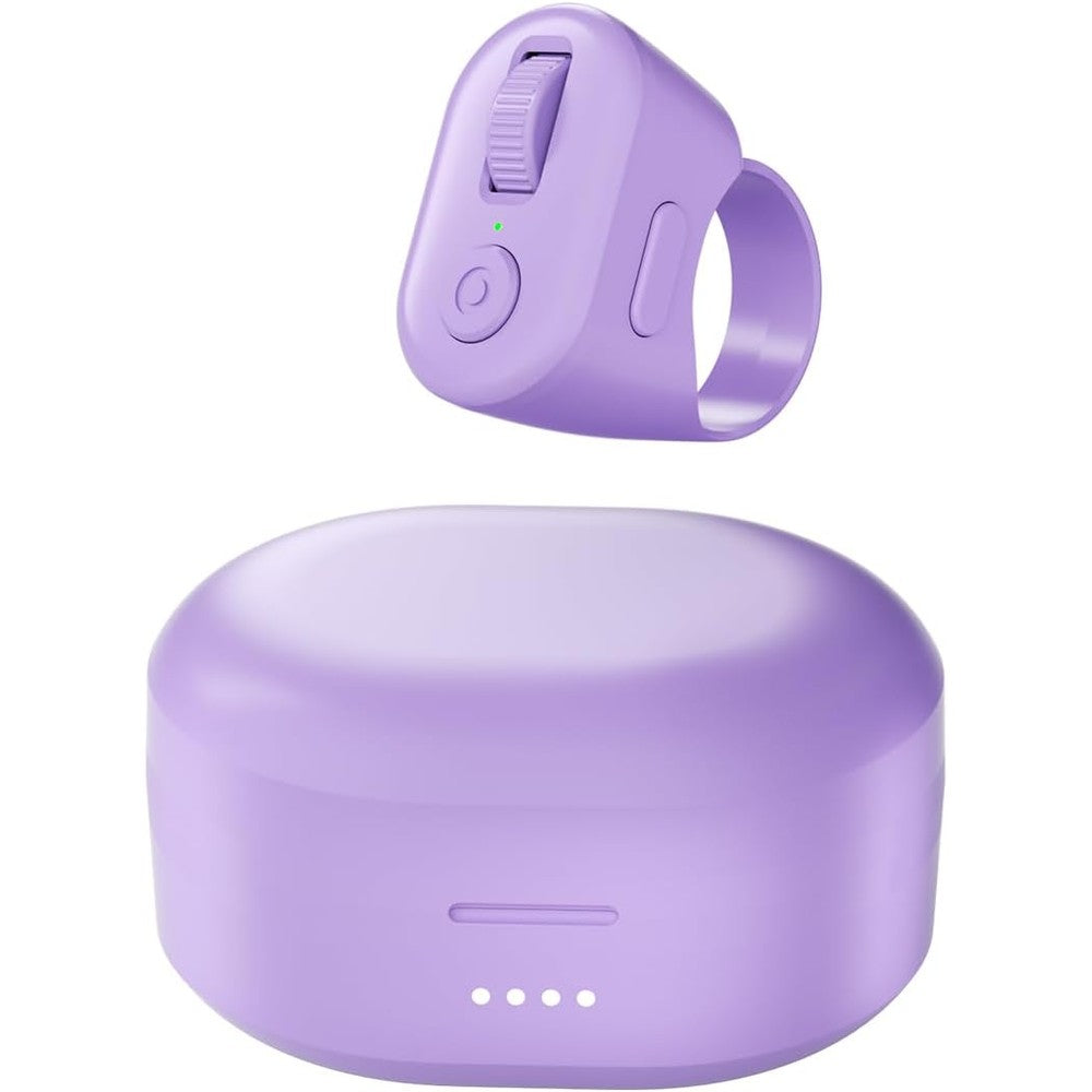 Kinmates TikTok scrolling ring and charging case front view