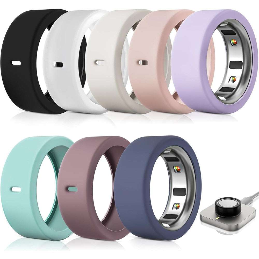 Polyjoy 8 pack silicone ring protector front view on smart ring