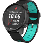 ISABAKE 20mm soft silicone replacement watch band in black and green front view