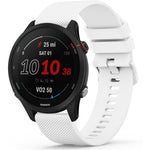 Vancle Silicone Sport Replacement Band front view showcasing the white ventilated design attached to a Garmin smartwatch.