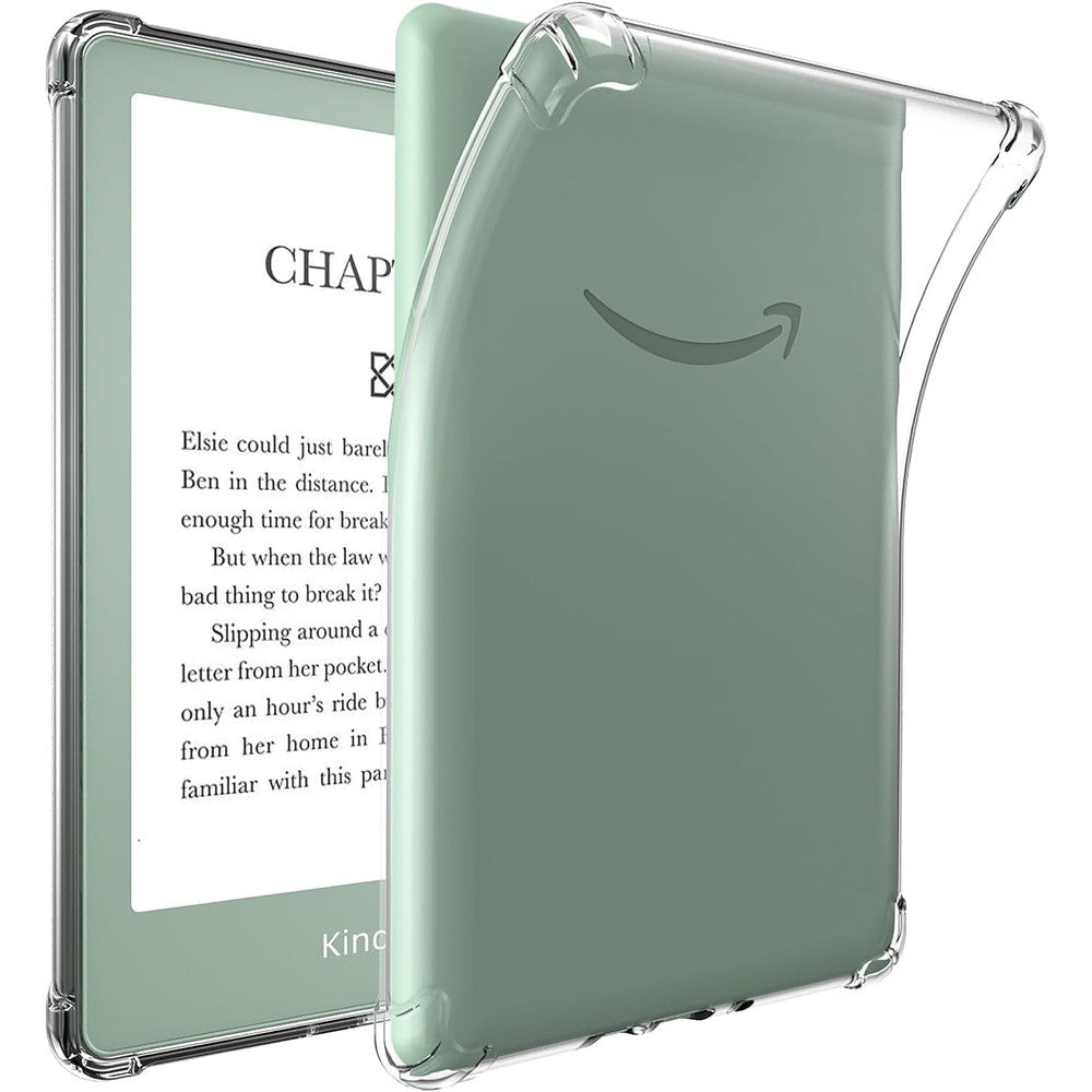 KEEXYICC clear case for Kindle Paperwhite 11th Gen front view showing transparent flexible TPU layout.