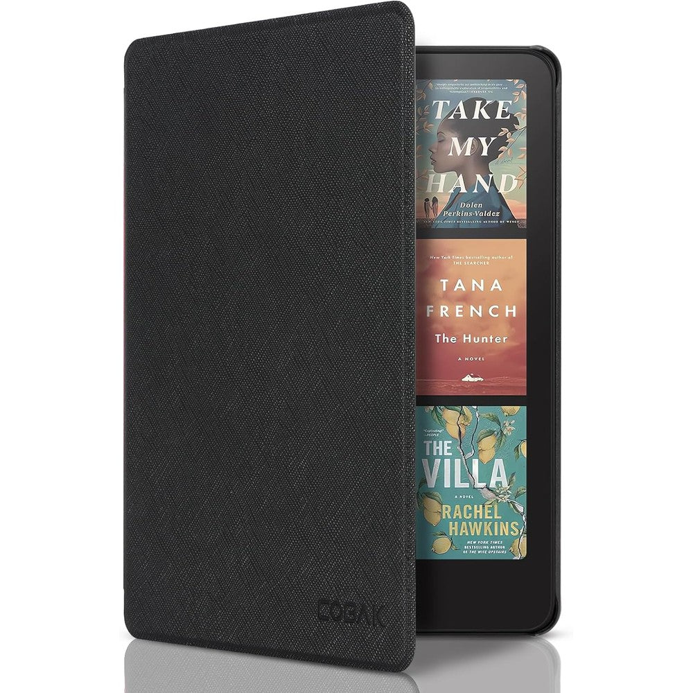 CoBak black PU leather case for Kindle Paperwhite 12th Gen front view