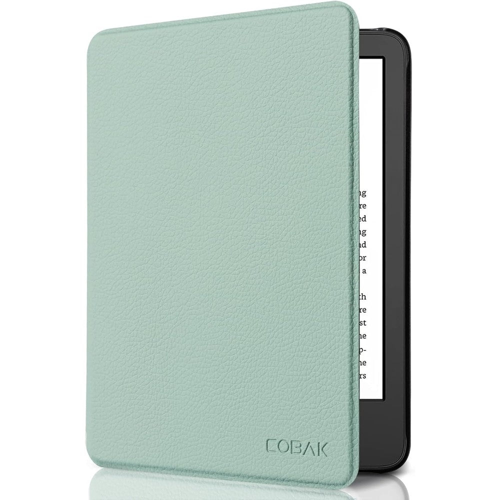 CoBak sage green smart leather case for 6 inch Kindle front view