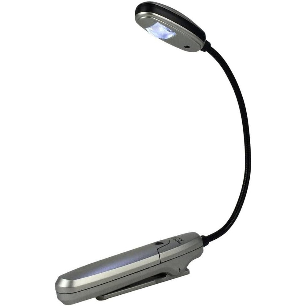 Mighty Bright TravelFlex LED Book Light silver front view for reading