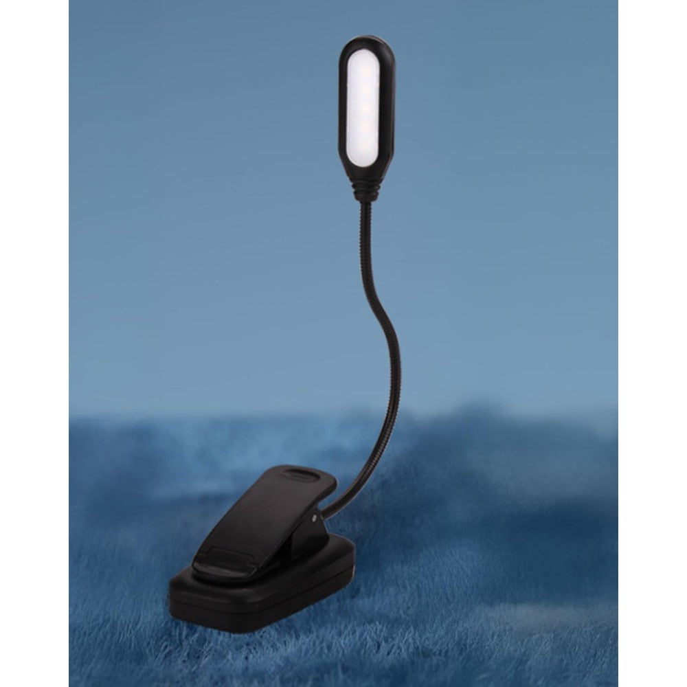 Generic LED flexible clip on reading light black front view