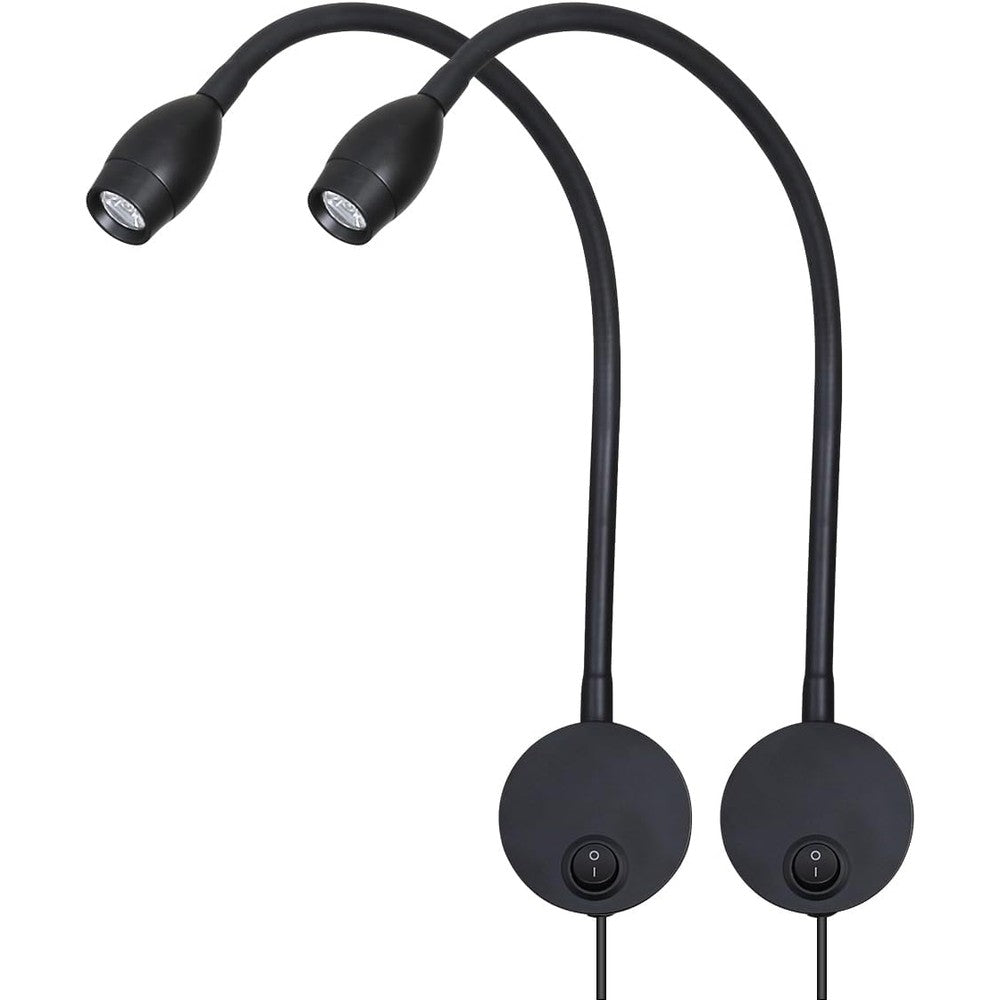Agese LED Reading Lamp 3W Warm White 3000K For Reading Books With Black Plug Cord Pack Of 2 - Image 1