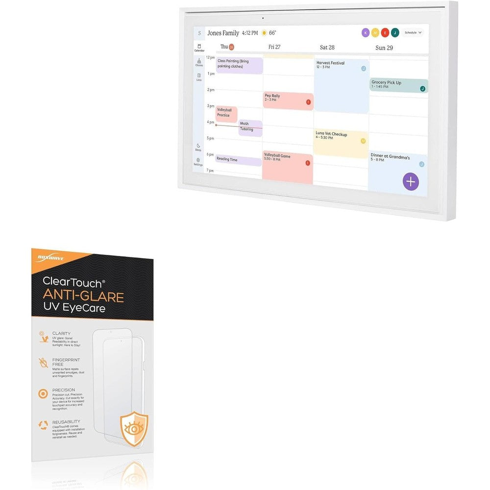 BoxWave ClearTouch screen protector for Skylight Calendar 15 inch front view
