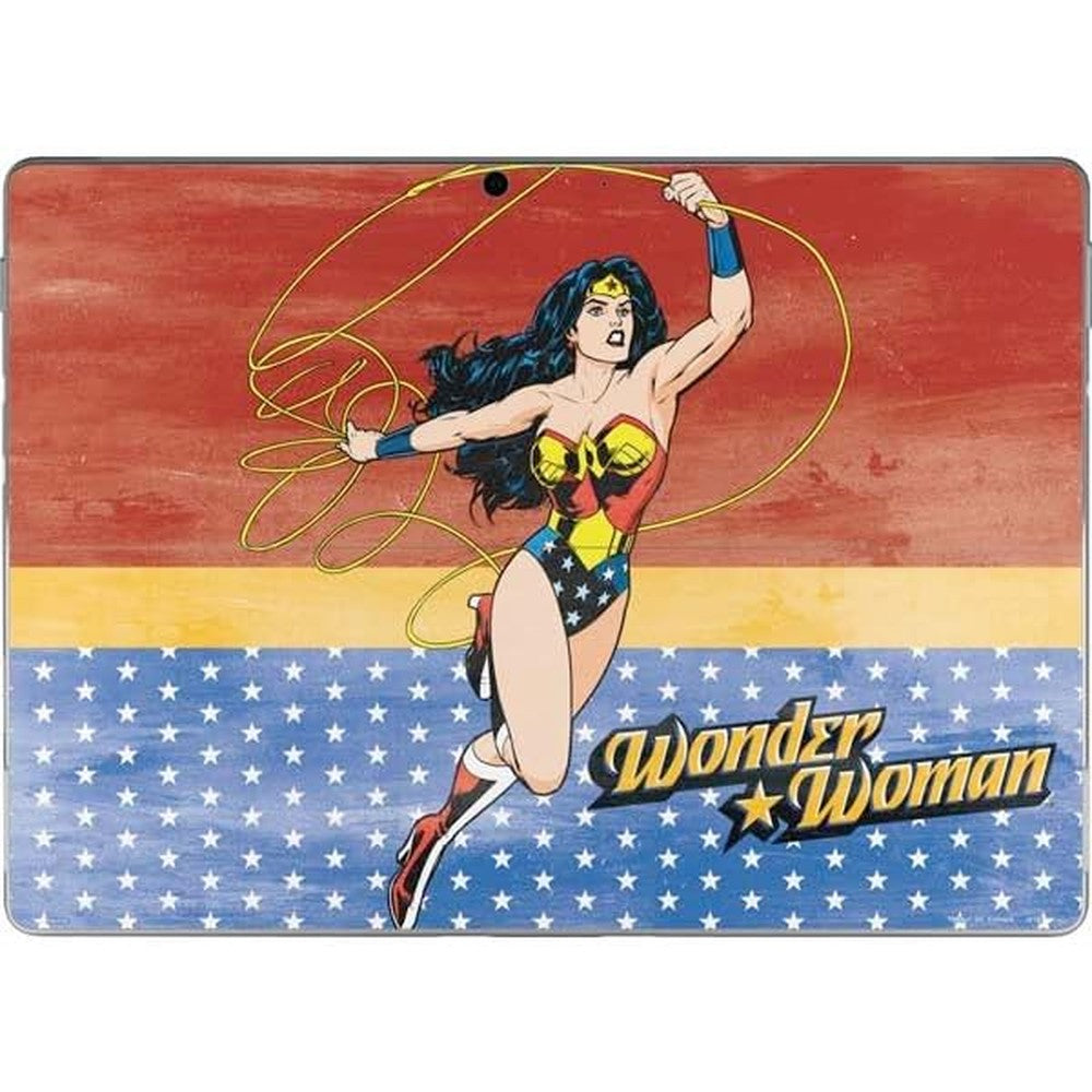 Skinit decal tablet skin front view showcasing the licensed DC Comics Wonder Woman illustration