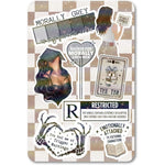 Appalachian Artisans bookish Kindle insert front view featuring holographic star finish on checkerboard cardstock.