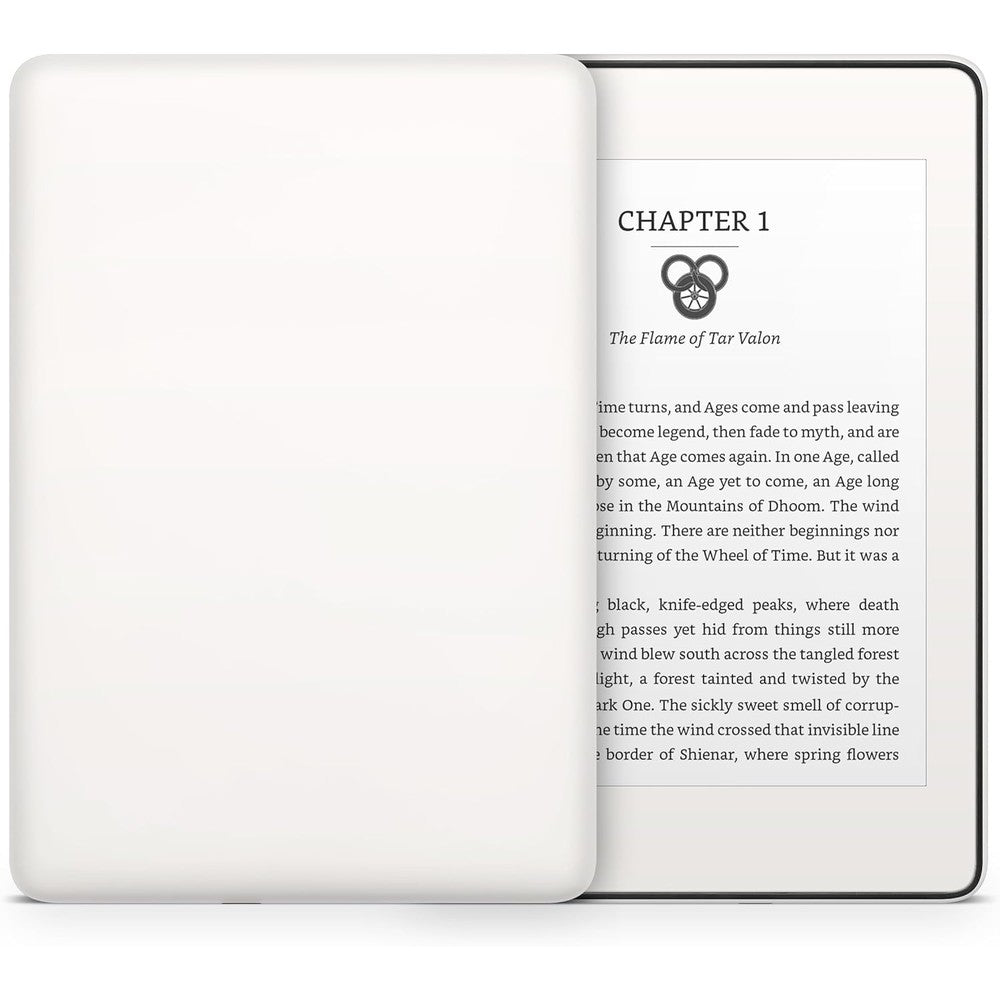 Tacky Design solid cream white skin on Kindle Paperwhite 10th Gen front view