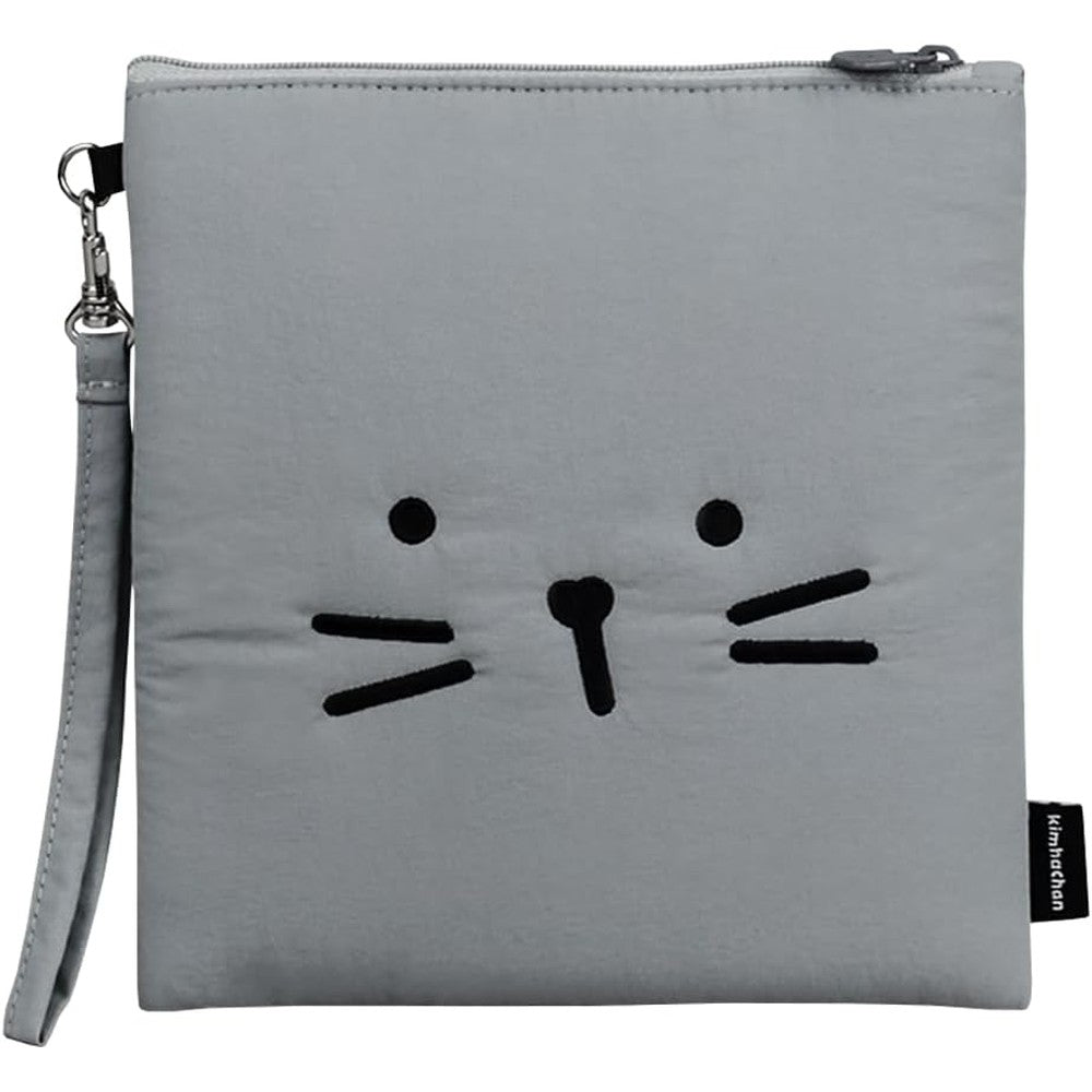 Kimhachan nylon strap e-reader pouch front view showing gray fabric.