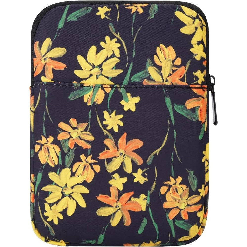 Lasitalla 6.8 inch black flower e-reader sleeve front view